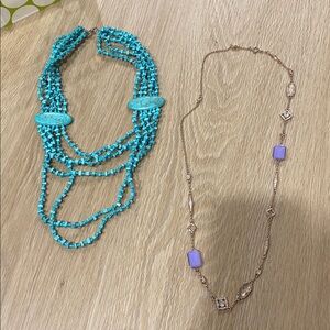 Turquoise Beaded Necklace + purple beaded necklace